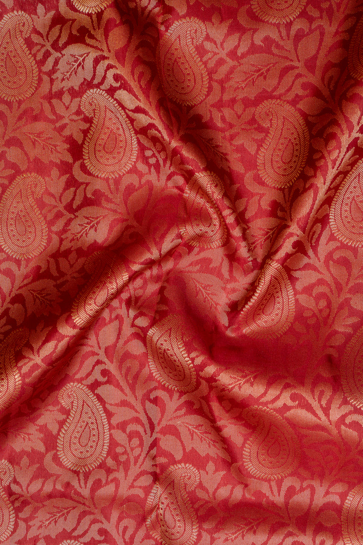 Maroon Paisley Brocade Pure Kanchipuram Silk Saree - Clio Silks