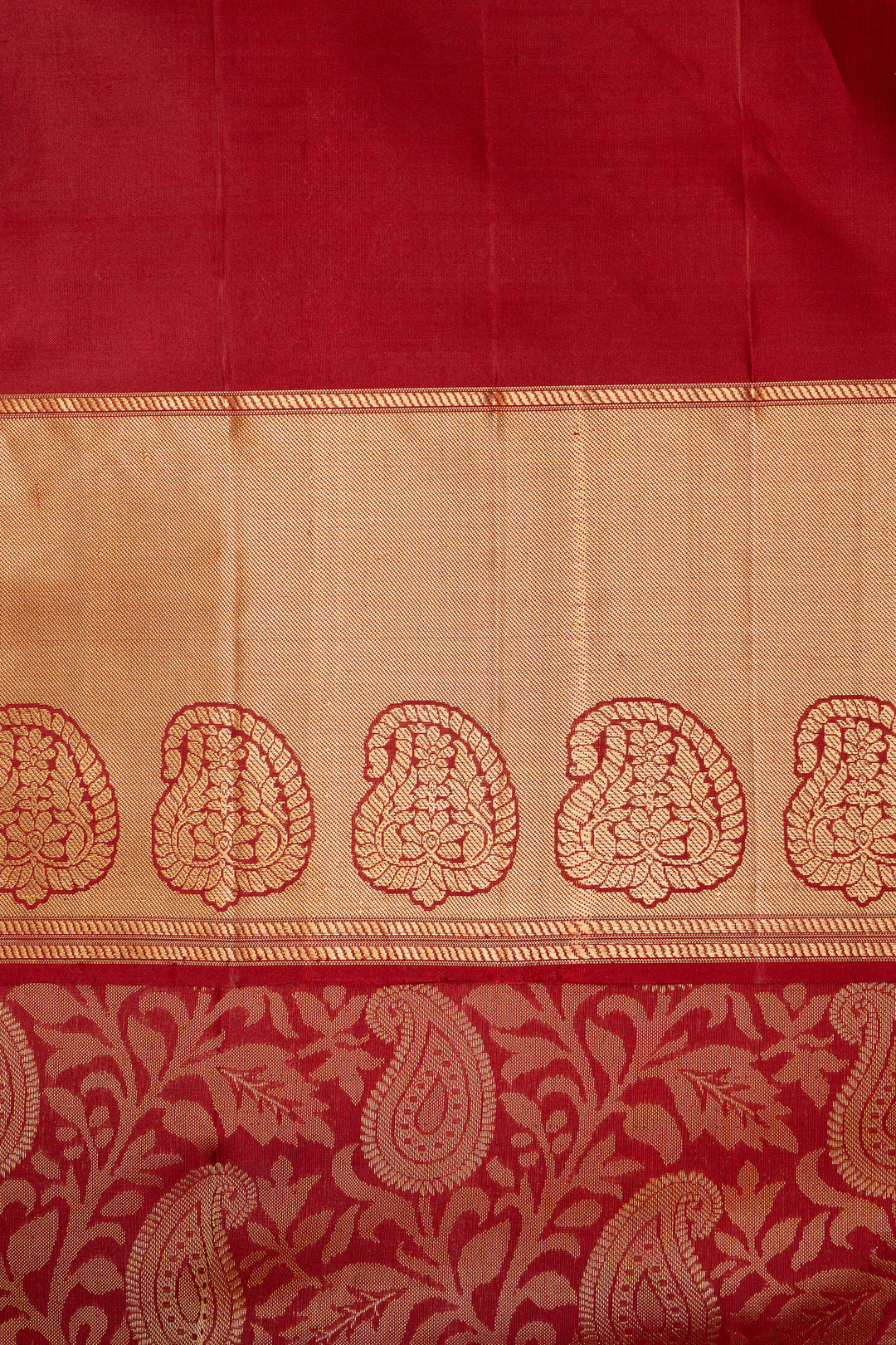 Maroon Paisley Brocade Pure Kanchipuram Silk Saree - Clio Silks