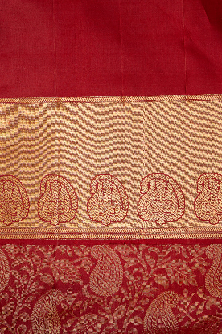 Maroon Paisley Brocade Pure Kanchipuram Silk Saree - Clio Silks