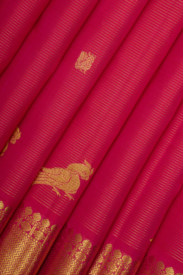 Pink Vairaoosi Parrot Motifs Pure Kanchipuram Silk Saree