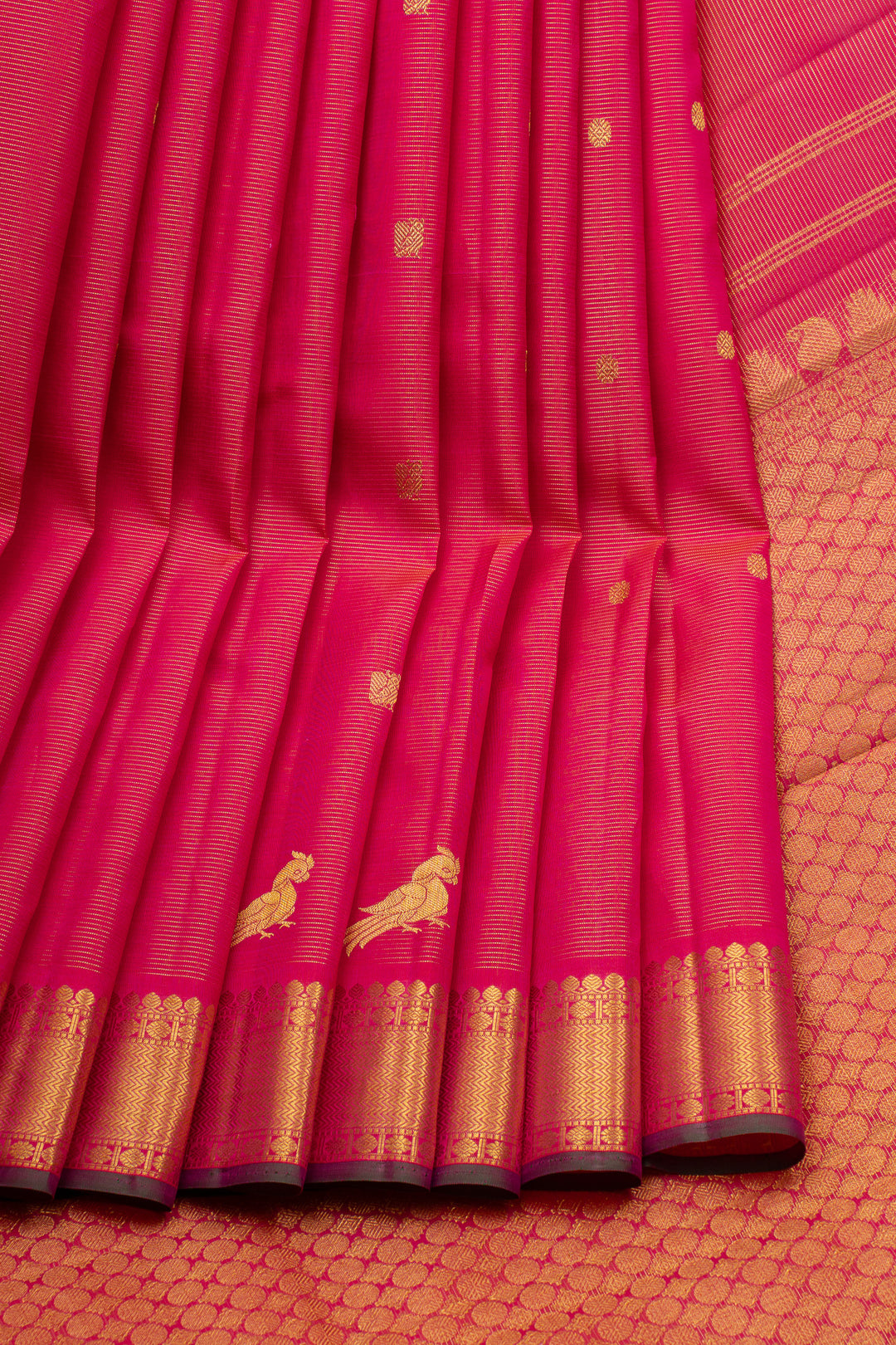 Pink Vairaoosi Parrot Motifs Pure Kanchipuram Silk Saree