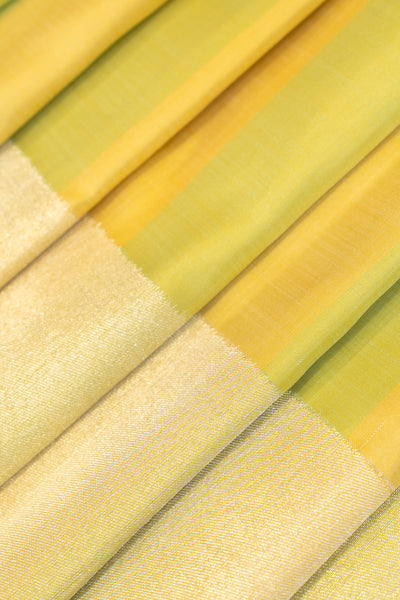 Silver pastel stripes 8 Kol pure Kanchipuram silk saree