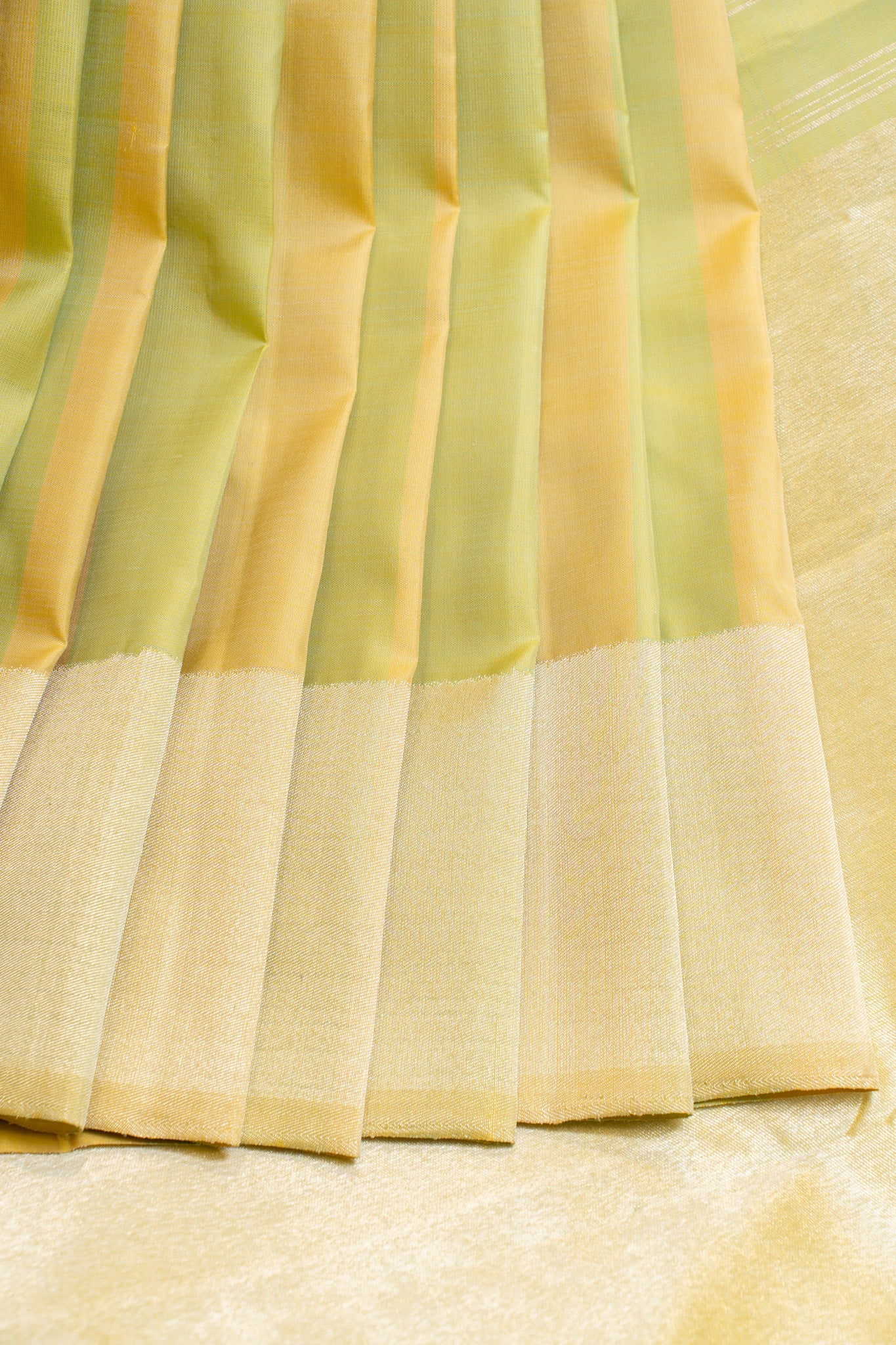 Silver pastel stripes 8 Kol pure Kanchipuram silk saree