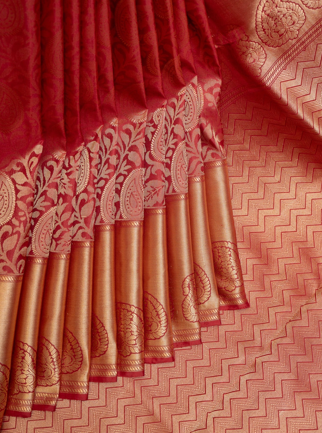 Maroon Paisley Brocade Pure Kanchipuram Silk Saree - Clio Silks
