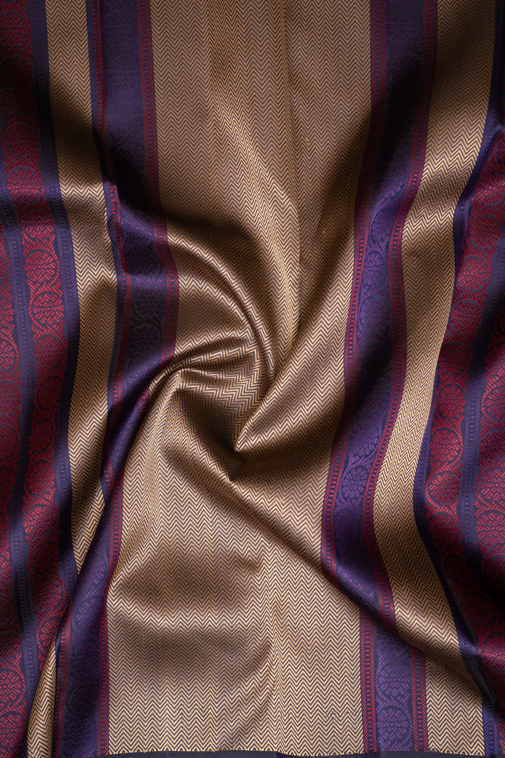 Olive Green and Indigo Blue Pure Kanchipuram Silk Saree - Clio Silks