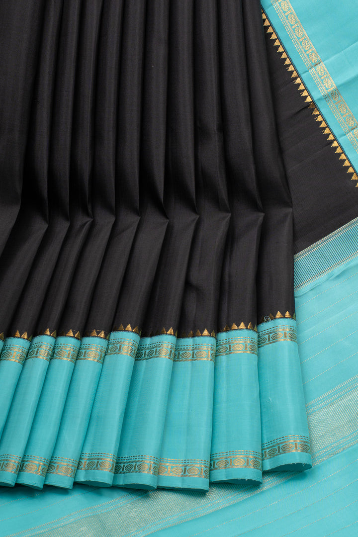 Black and Blue Traditional Pure Kanchipuram Silk Saree