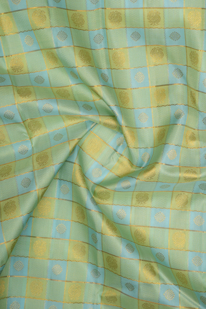 Pastel Multi Checks Palum Pazhamum Pure Kanchipuram Silk Saree