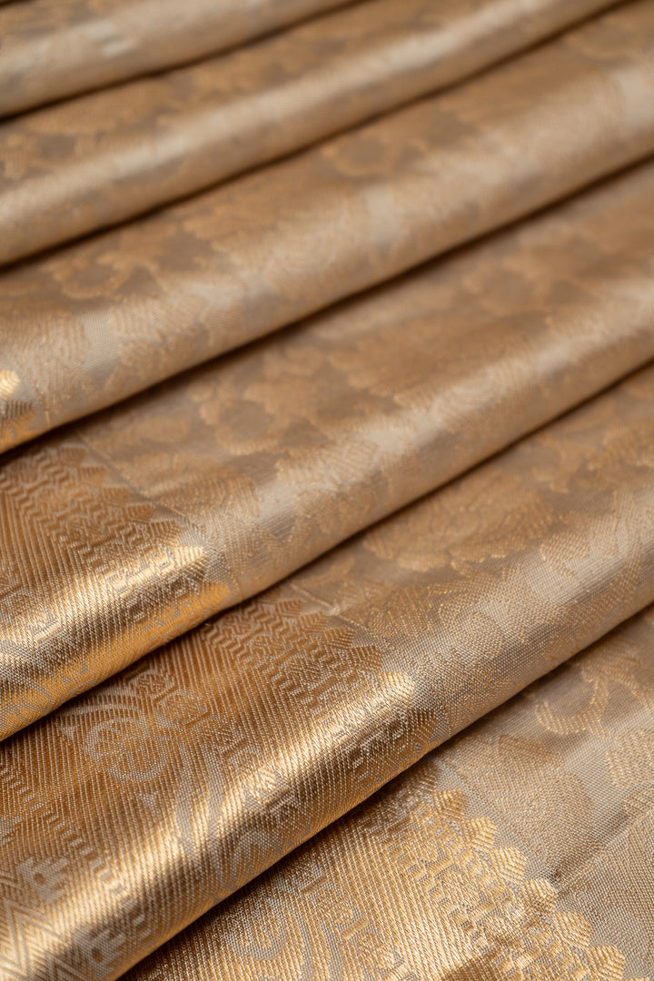 Gold Zari Brocade Pure Kanchipuram Silk Saree - Clio Silks