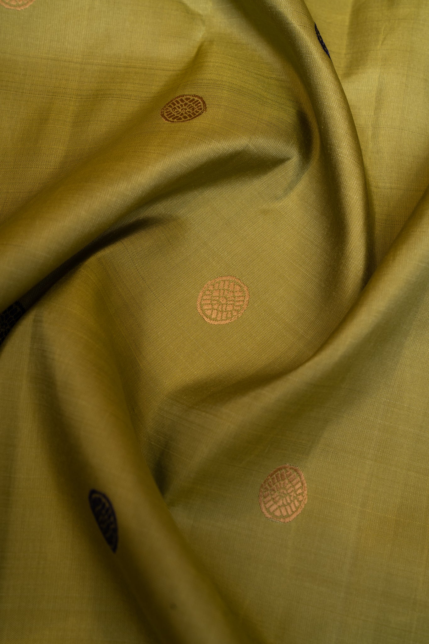 Olive Green and Indigo Blue Pure Kanchipuram Silk Saree - Clio Silks