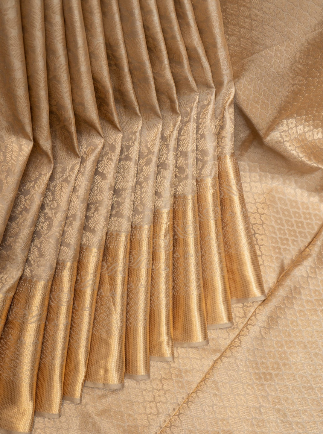 Gold Zari Brocade Pure Kanchipuram Silk Saree - Clio Silks