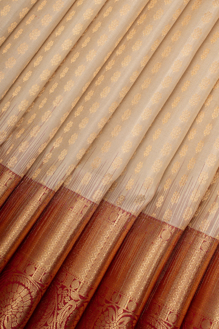 Off-White Lakshadeepam Pure Soft Silk Saree