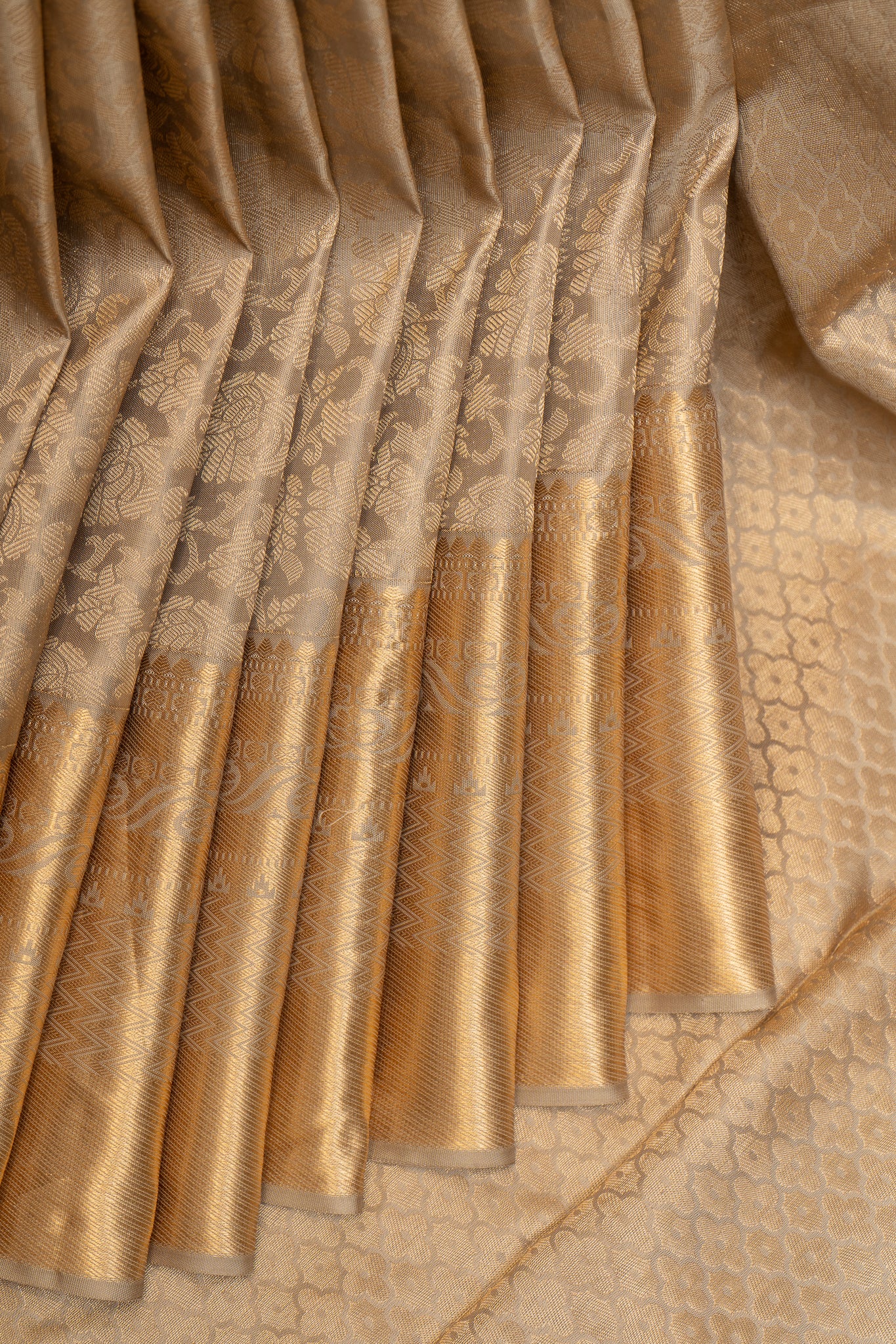 Gold Zari Brocade Pure Kanchipuram Silk Saree - Clio Silks