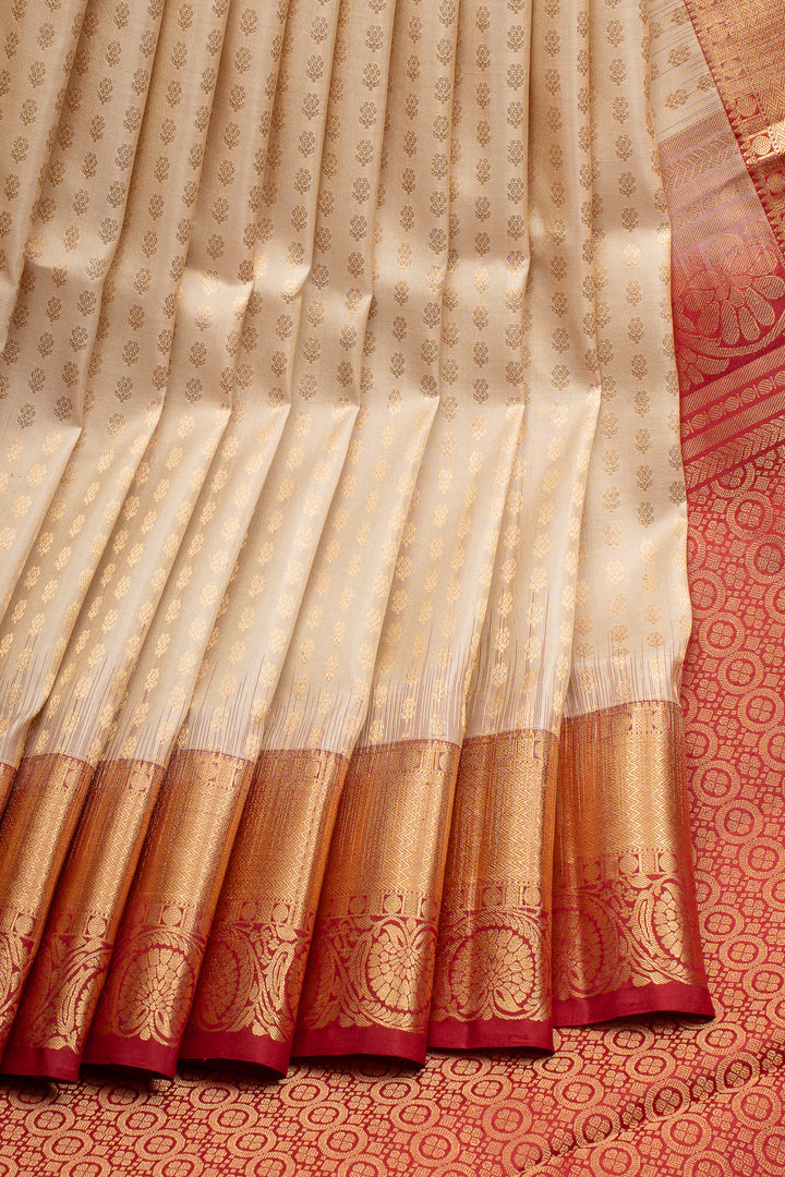 Off-White Lakshadeepam Pure Soft Silk Saree
