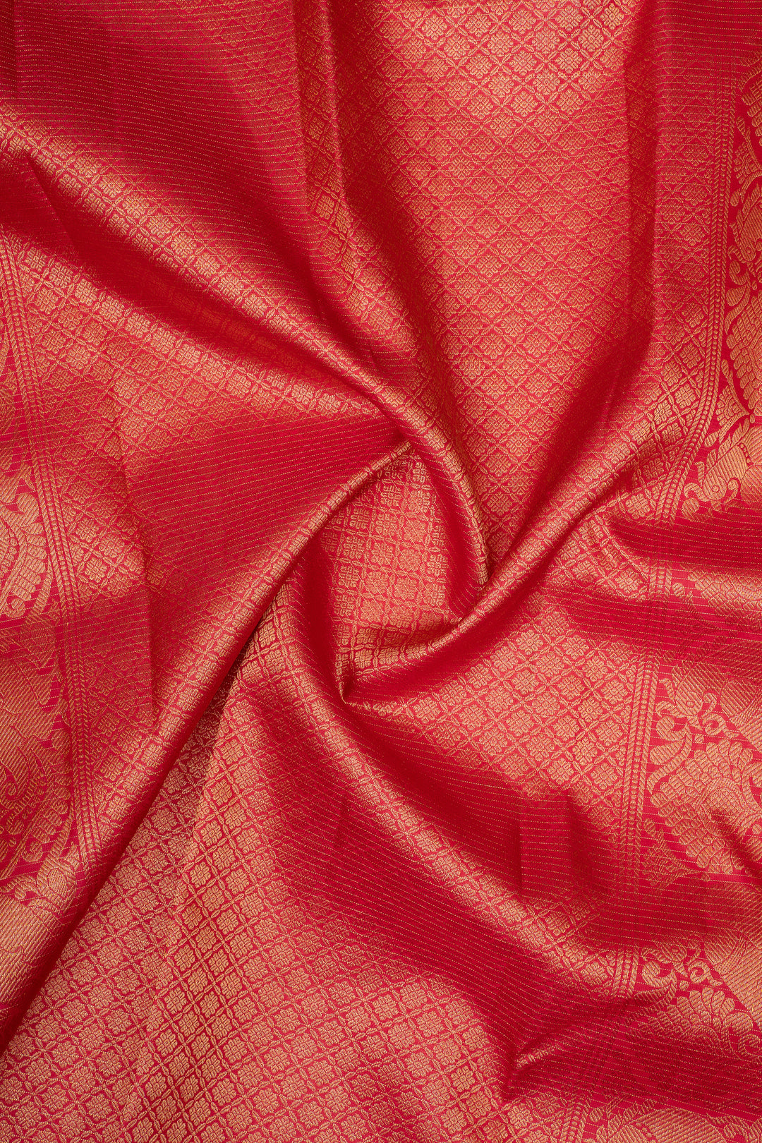 Reddish Pink Vairaoosi Checks Pure Kanchipuram Silk Saree