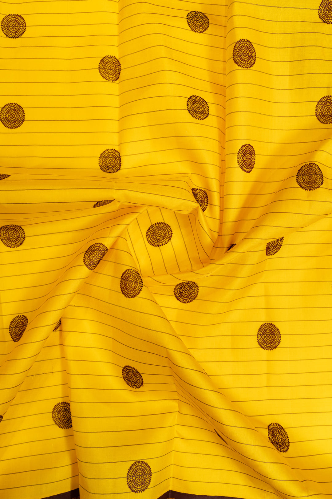 Yellow and jamun stripes pure Kanchipuram silk saree