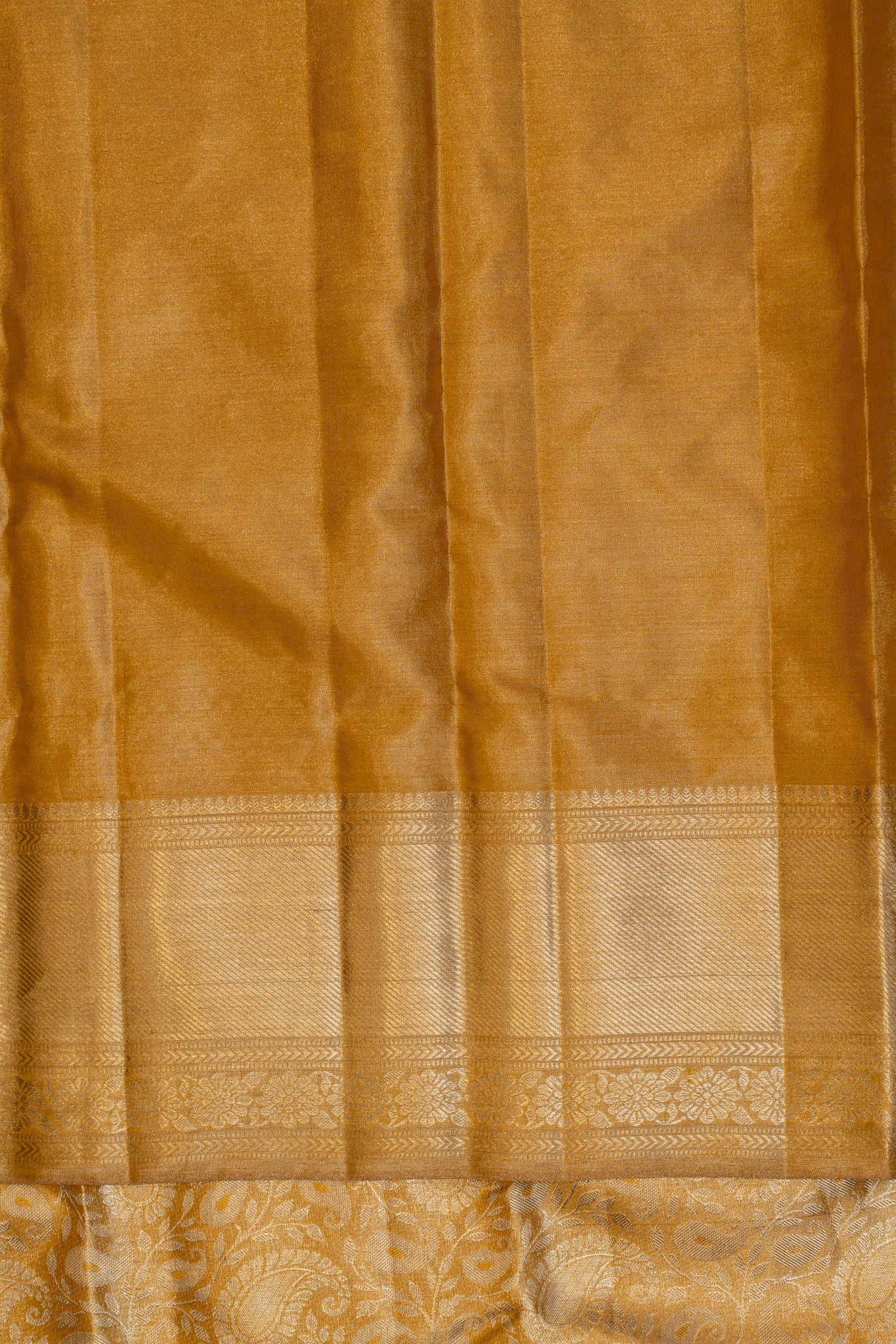 Honey gold pure tissue Kanchipuram silk saree