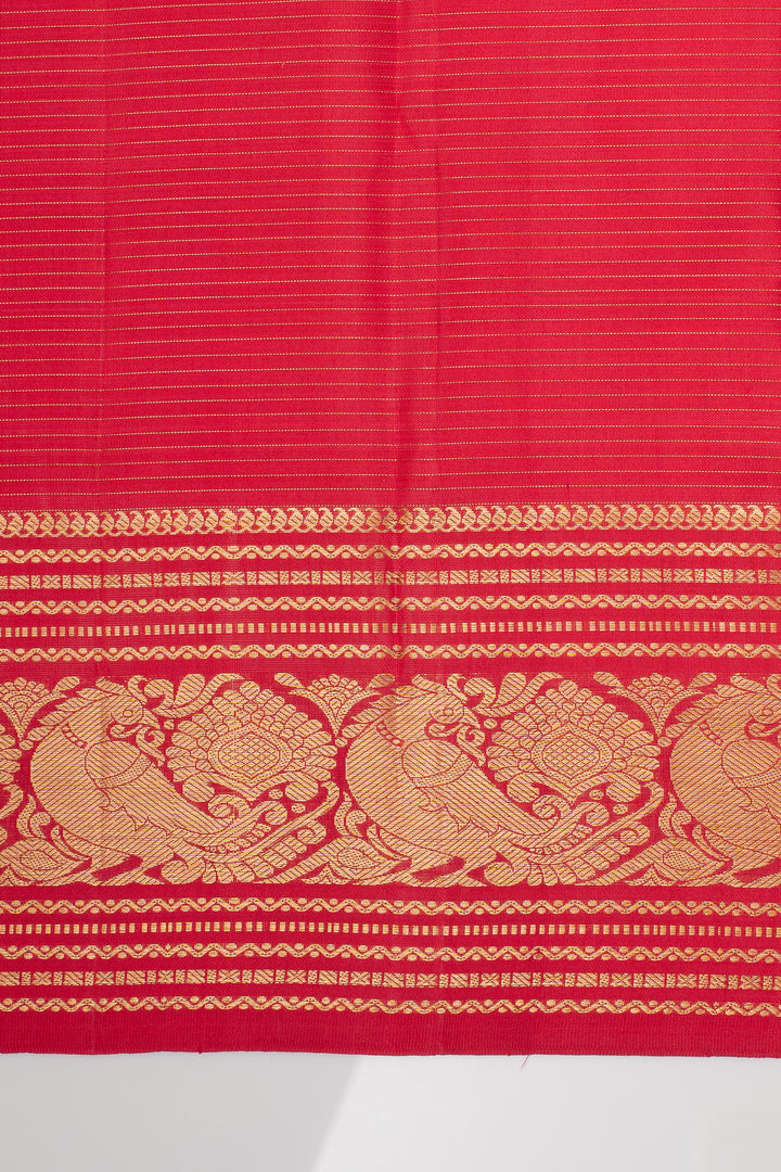 Reddish Pink Vairaoosi Checks Pure Kanchipuram Silk Saree
