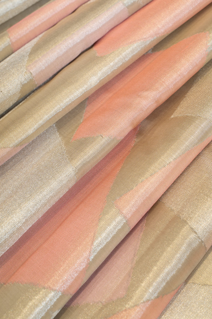 Silver and peach 8 Kol pure Kanchipuram silk saree