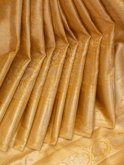 Honey gold pure tissue Kanchipuram silk saree