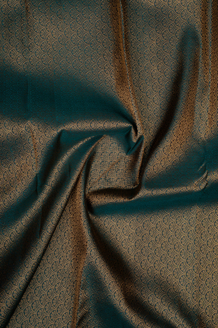 Rust Orange and Peacock Blue Pure Kanchipuram Silk Saree
