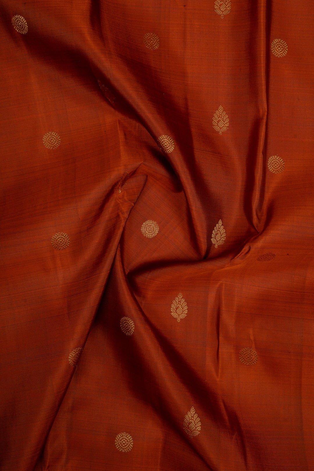 Rust Orange and Peacock Blue Pure Kanchipuram Silk Saree