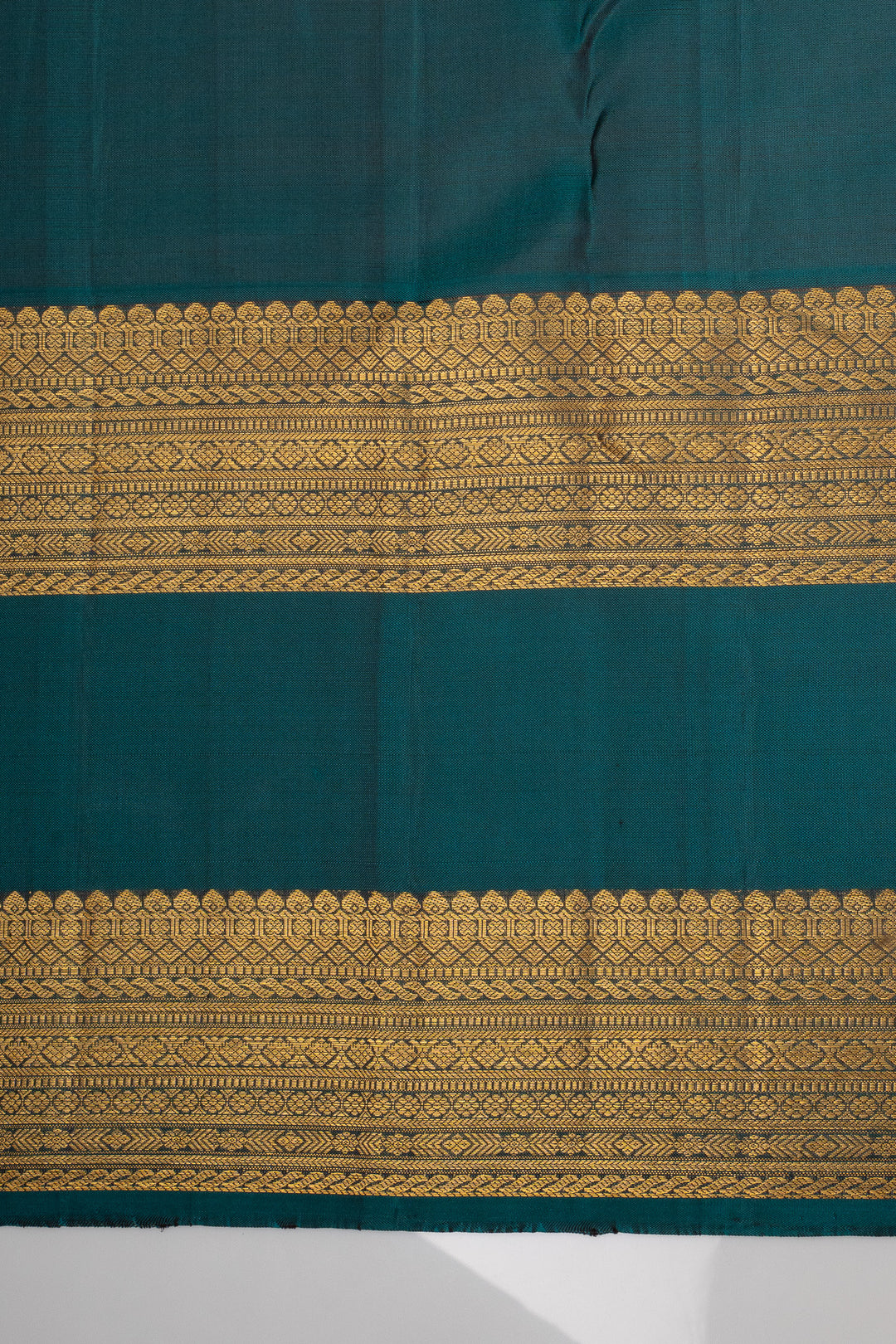Rust Orange and Peacock Blue Pure Kanchipuram Silk Saree