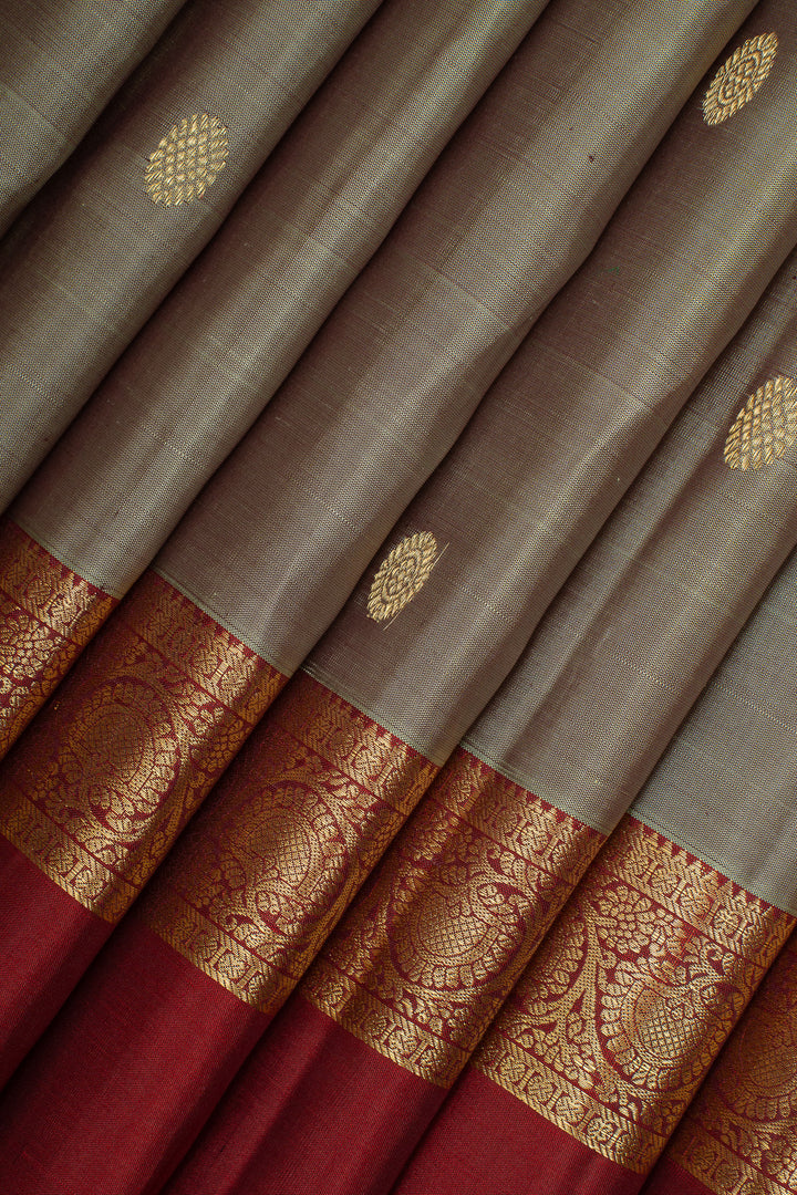 Grey Shot Colour Pure Kanchipuram Silk Saree