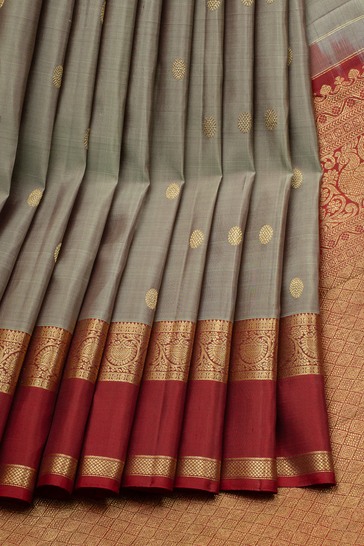 Grey Shot Colour Pure Kanchipuram Silk Saree