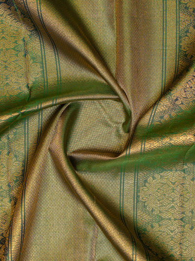 Peacock green vairaoosi pure zari Kanchipuram silk saree