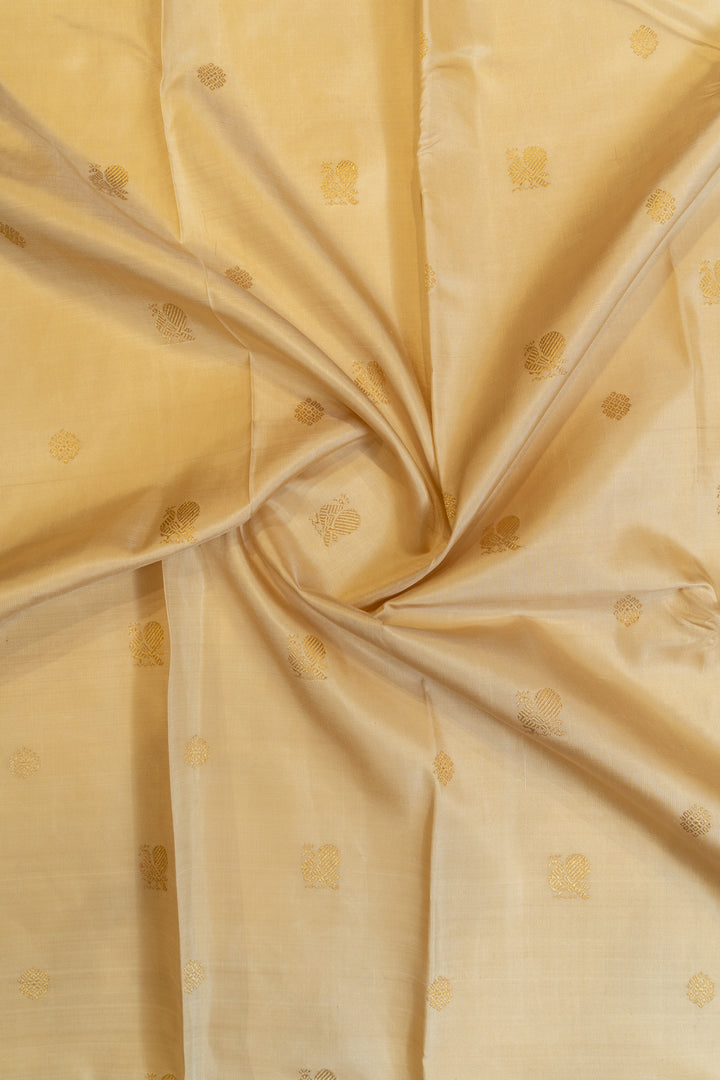 Beige and pink Varisaipettu pure Kanchipuram silk saree