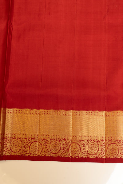 Pearl white and maroon lakshabutta pure Kanchipuram silk saree