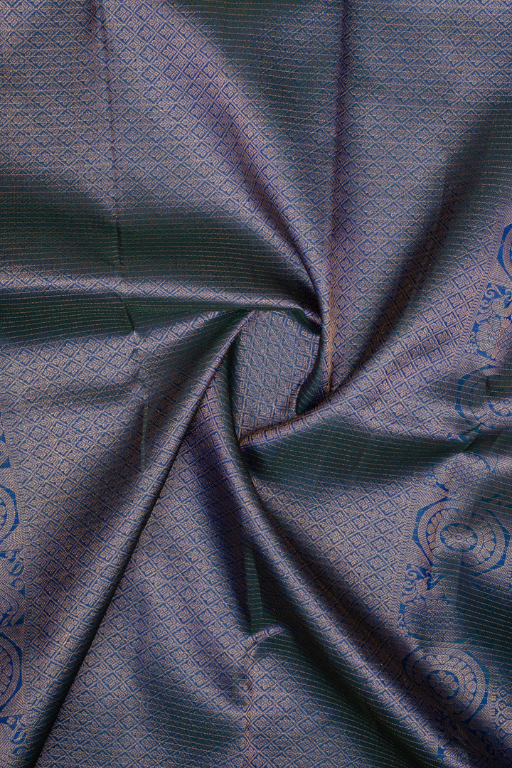Peacock blue Vairaoosi  pure kanchipuram silk saree