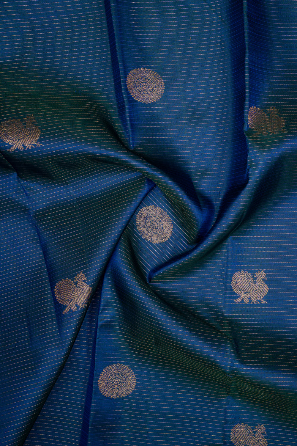 Peacock blue Vairaoosi  pure kanchipuram silk saree
