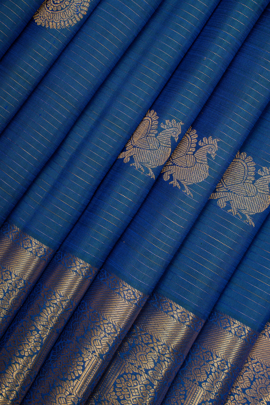 Peacock blue Vairaoosi  pure kanchipuram silk saree
