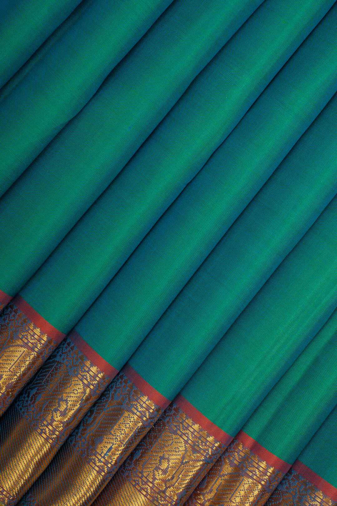 Peacock Blue Traditional Pure Kanchipuram Silk Saree