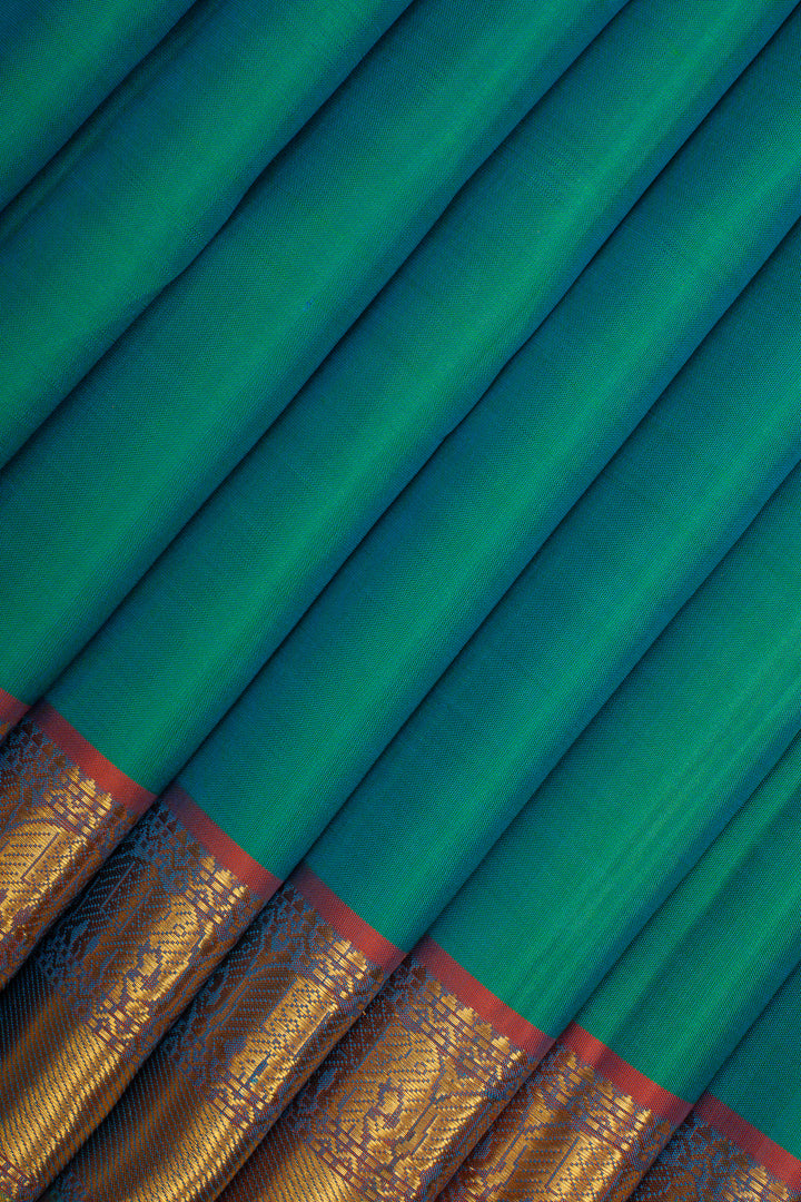 Peacock Blue Traditional Pure Kanchipuram Silk Saree