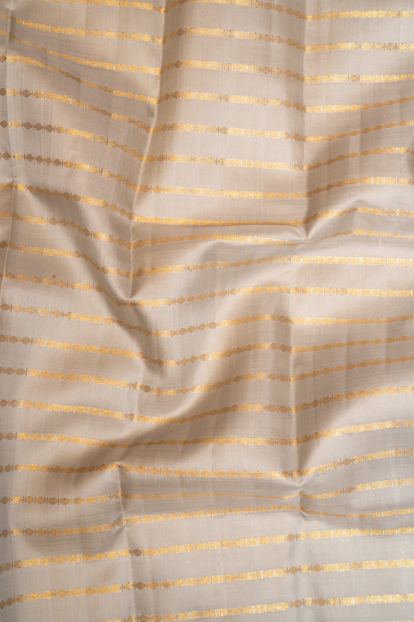 Steel Grey Zari Stripes Pure Kanchipuram Silk Saree - Clio Silks