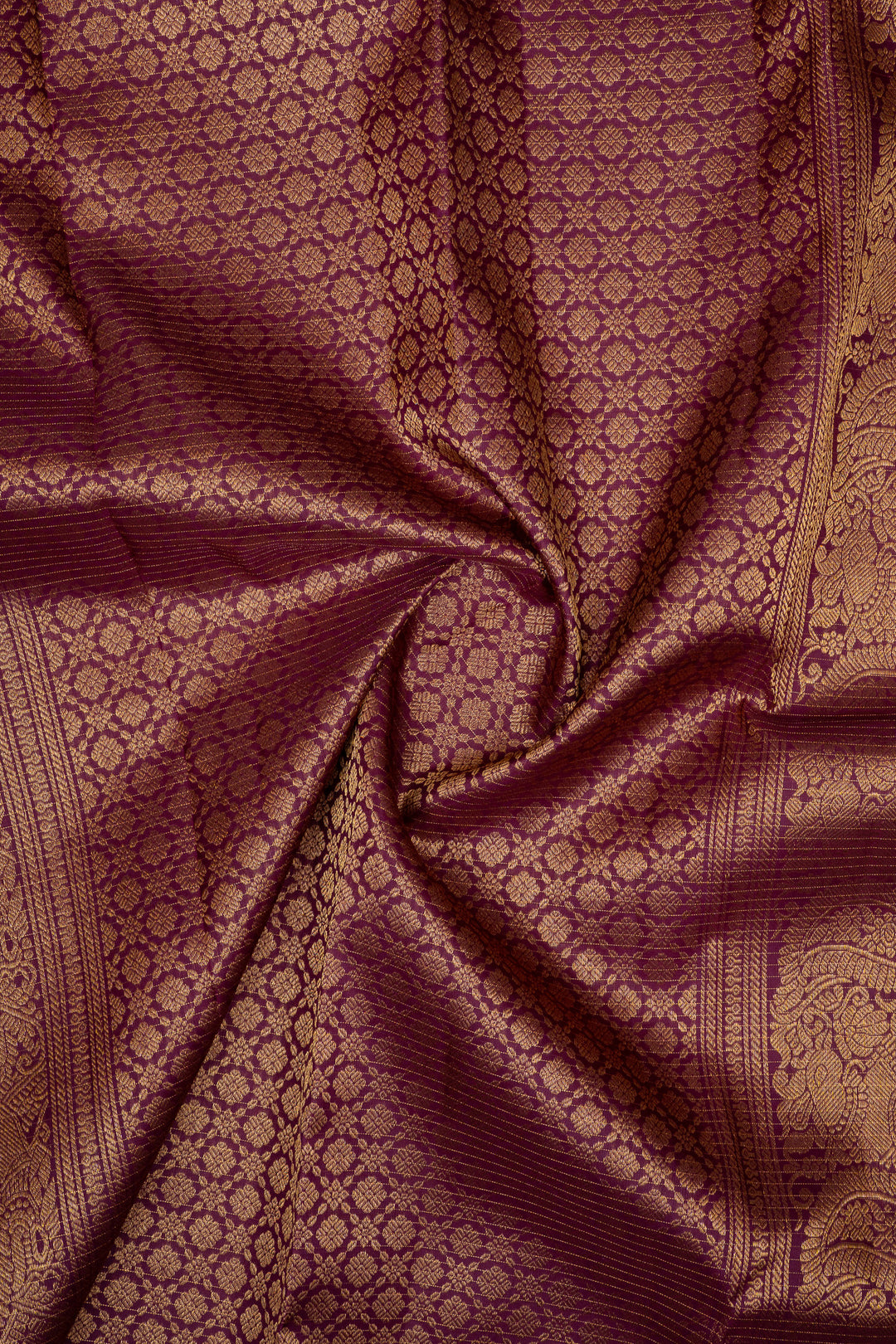 Purple Vairaoosi Checks Pure Kanchipuram Silk Saree