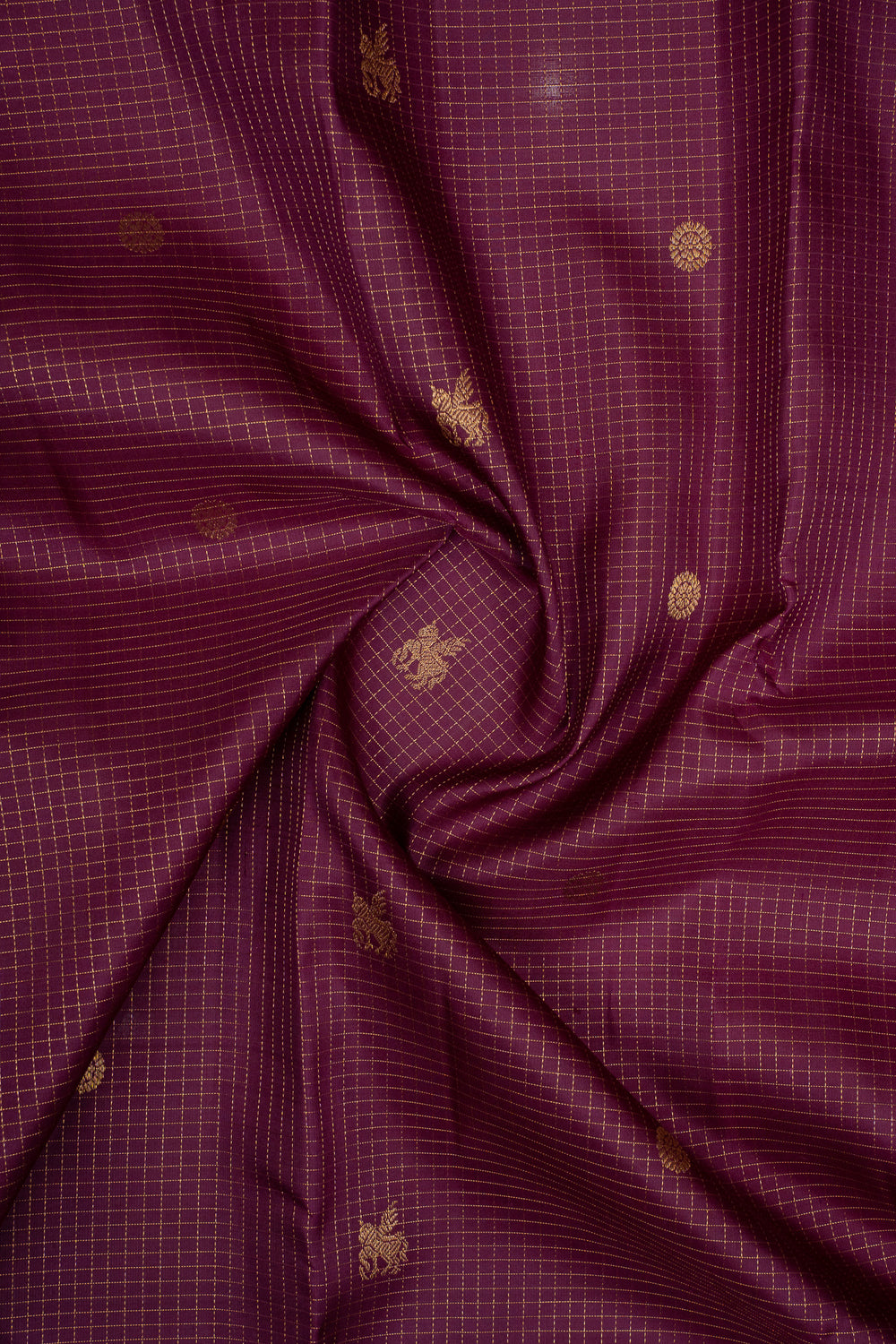 Purple Vairaoosi Checks Pure Kanchipuram Silk Saree