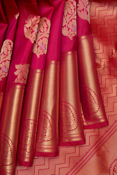 Pink and Purple Pure Kanchipuram Silk Saree - Clio Silks