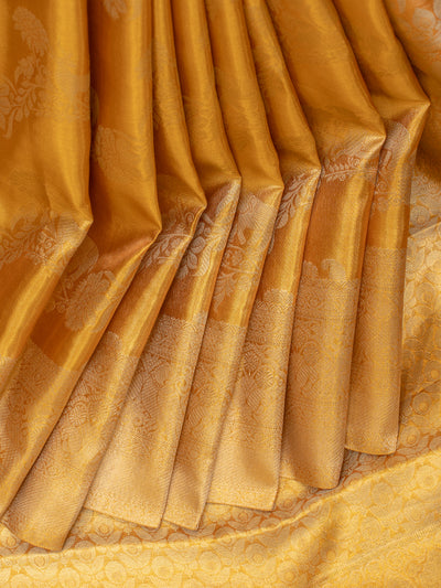 Sunglow gold vanasingaram pure tissue Kanchipuram silk saree