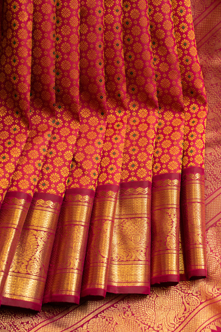 Magenta minakari thread brocade pure Kanchipuram silk saree
