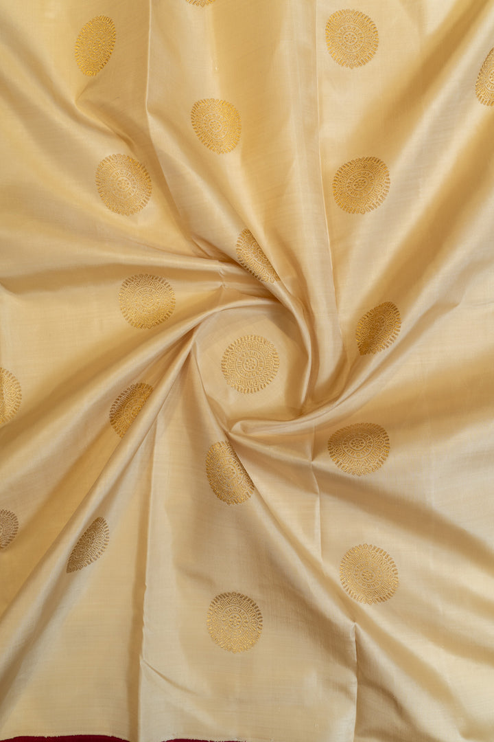 Off white Ganga Jamuna traditional pure Kanchipuram silk saree