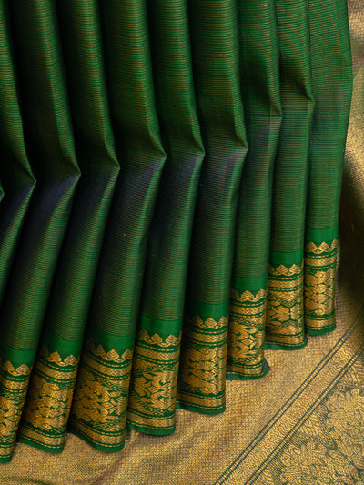 Peacock green vairaoosi pure zari Kanchipuram silk saree