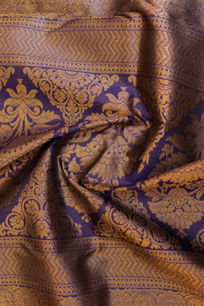 Ink blue diamond brocade pure Kanchipuram silk saree