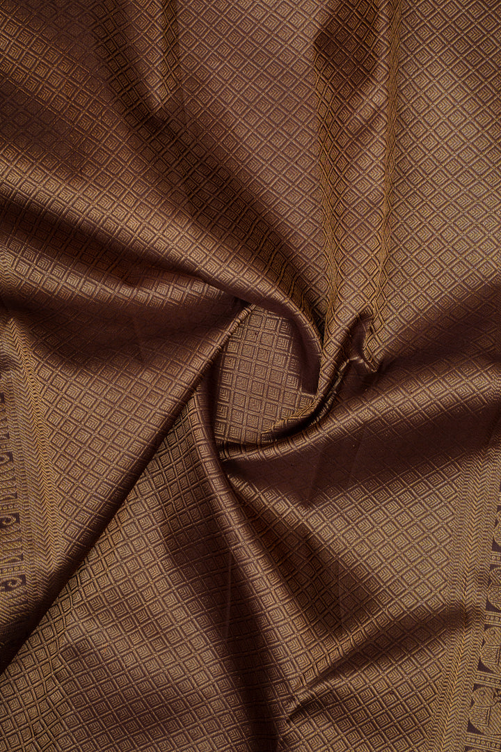 Brown traditional pure kanchipuram silk saree