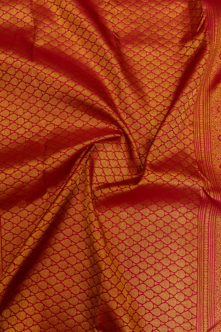 Arakku red brocade pure Kanchipuram Silk saree