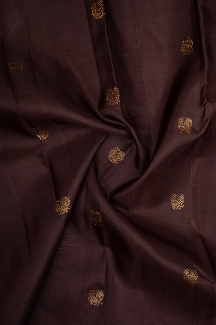 Brown traditional pure kanchipuram silk saree