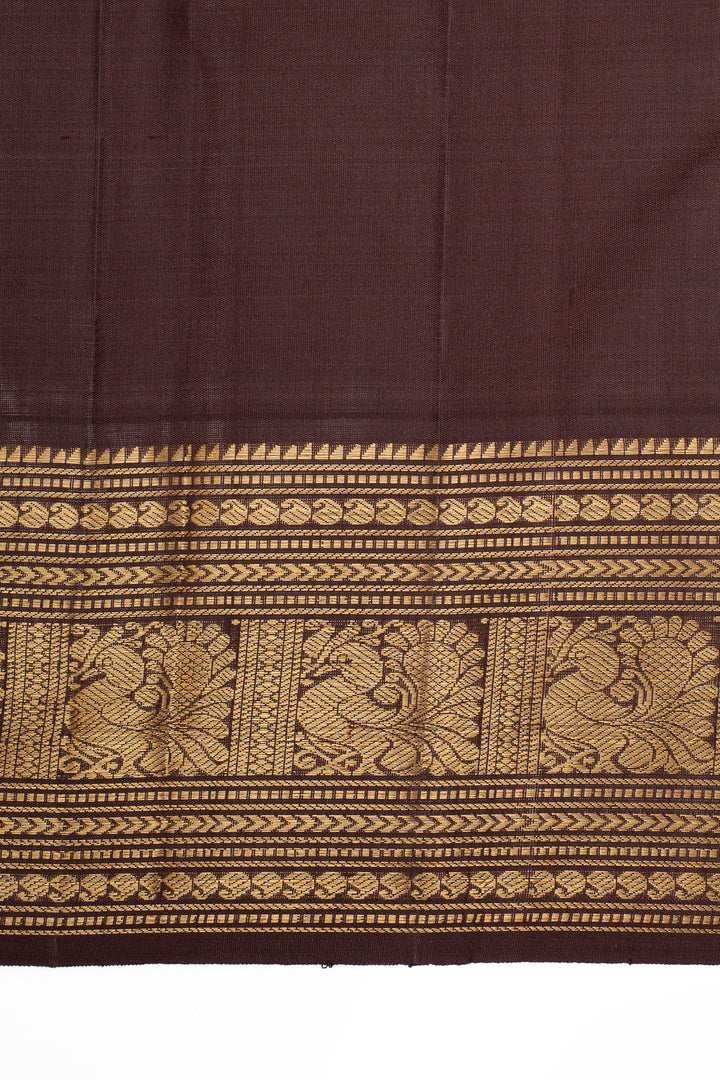 Brown traditional pure kanchipuram silk saree