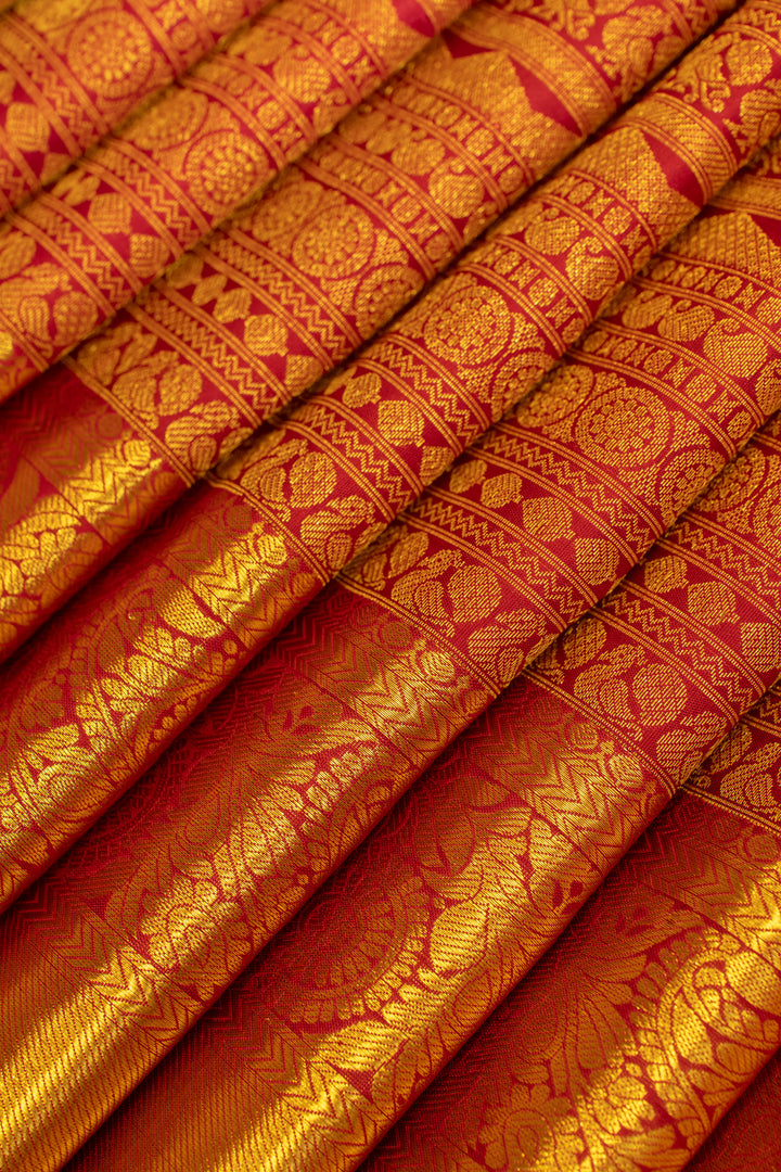 Arakku red brocade pure Kanchipuram Silk saree